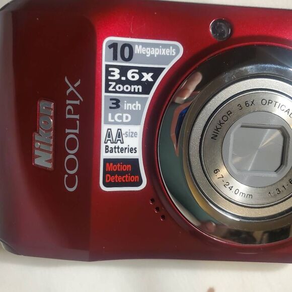 Nikon COOLPIX Red Digital Camera w/ Case – 10MP - Picture 13 of 16